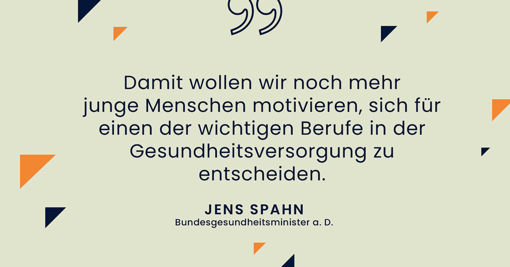 Zitat von Bundesgesundheitsminister a. D. Jens Spahn: "Mit dem MT-Gesetz wollen wir noch mehr junge Menschen motivieren, sich für einen der wichtigen Berufe in der Gesundheitsversorgung zu entscheiden."