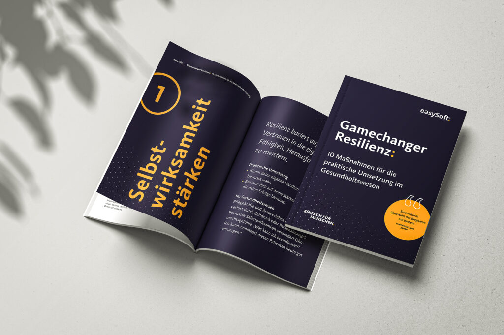 Booklet mit dem Titel: Gamechanger Resilienz - 10 Maßnahmen für die praktische Umsetzung im Gesundheitswesen