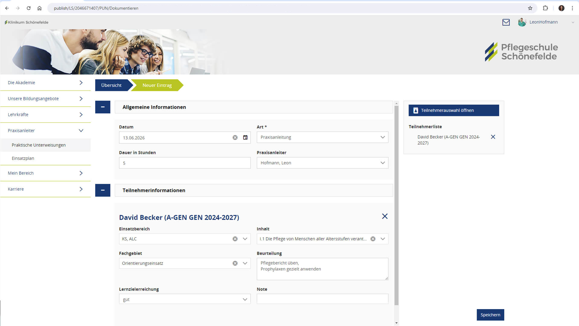 Screenshot der Dokumentationsoberfläche für praktische Unterweisungen in easySoft Publish