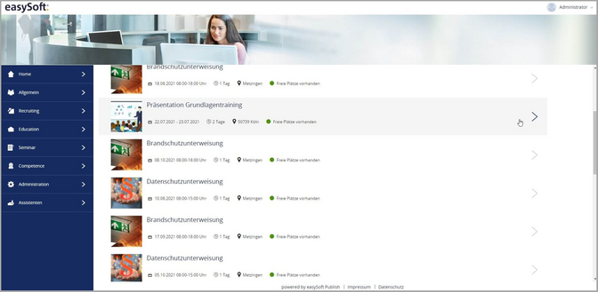 Vorschaubilder für Kurse in easySoft Publish