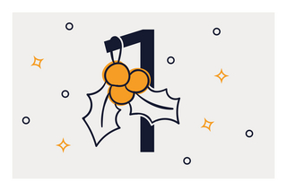 Ziffer eins weihnachtlich geschmückt