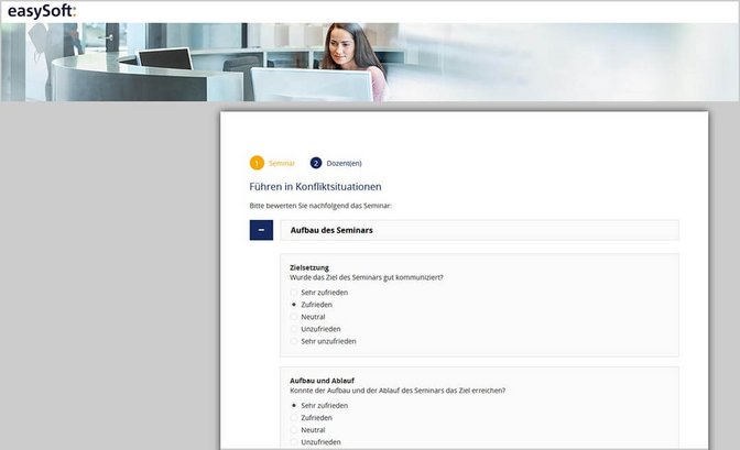 Kursbewertungen mit einem Feedbackbogen in easySoft Publish