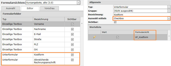 Screenshots des Formularassistenten in easySoft Publish Seminar