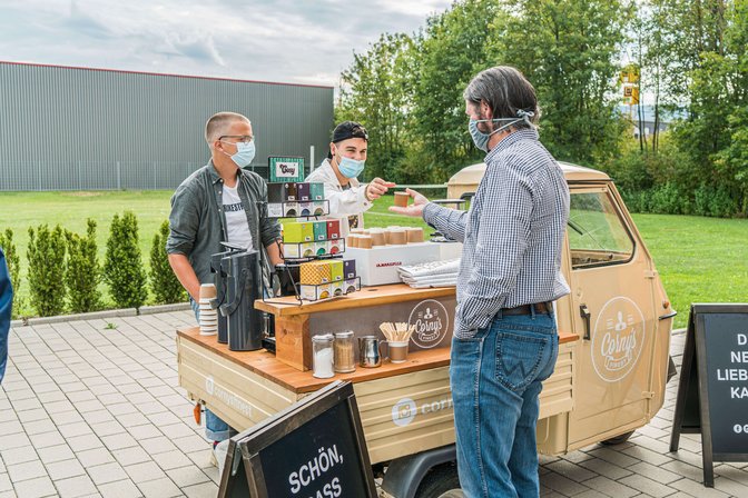 easySoft-Gesamtmeeting – Kaffeepause mit Cornys Finest