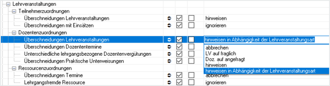 Lehrveranstaltungen konfigurieren