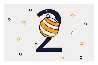 Ziffer zwei weihnachtlich geschmückt