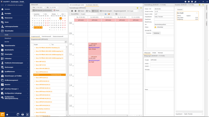 Screenshot des Stundenplans in easySoft 5