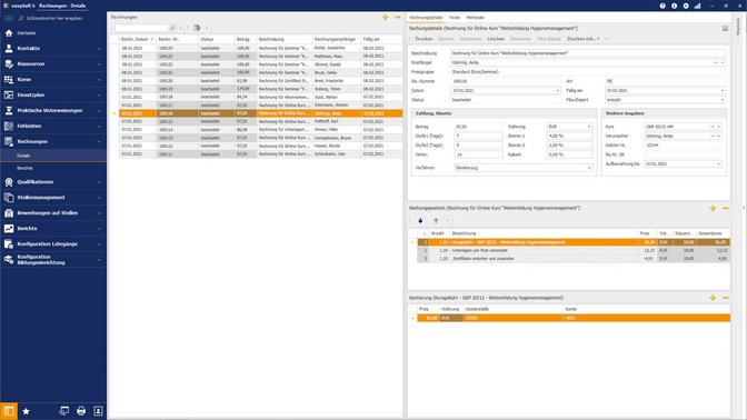Programmbereich Rechnungen in easySoft 5